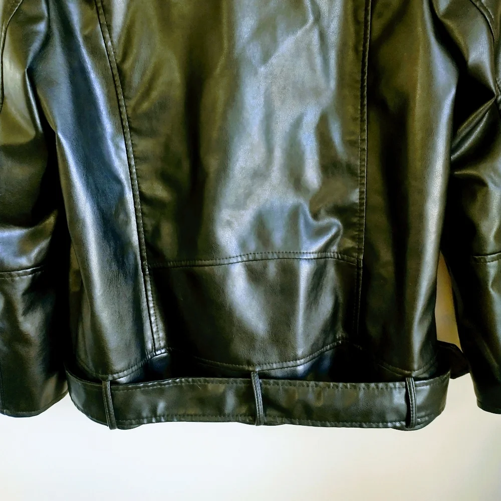 NWOT Shein Black PU Leather Women's Moto Jacket. - Picture 14 of 15